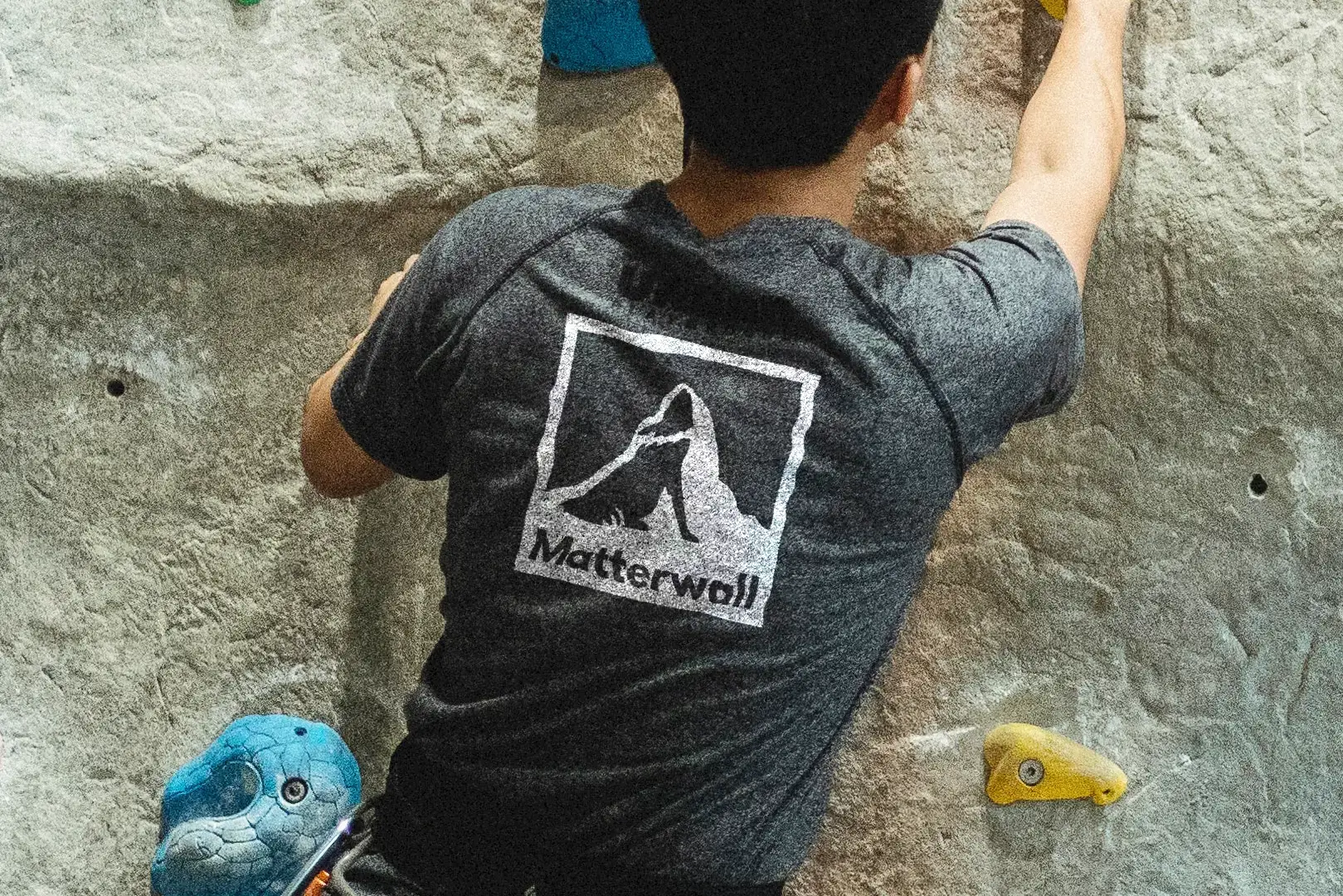 Matterwall logo on the back of a man's shirt